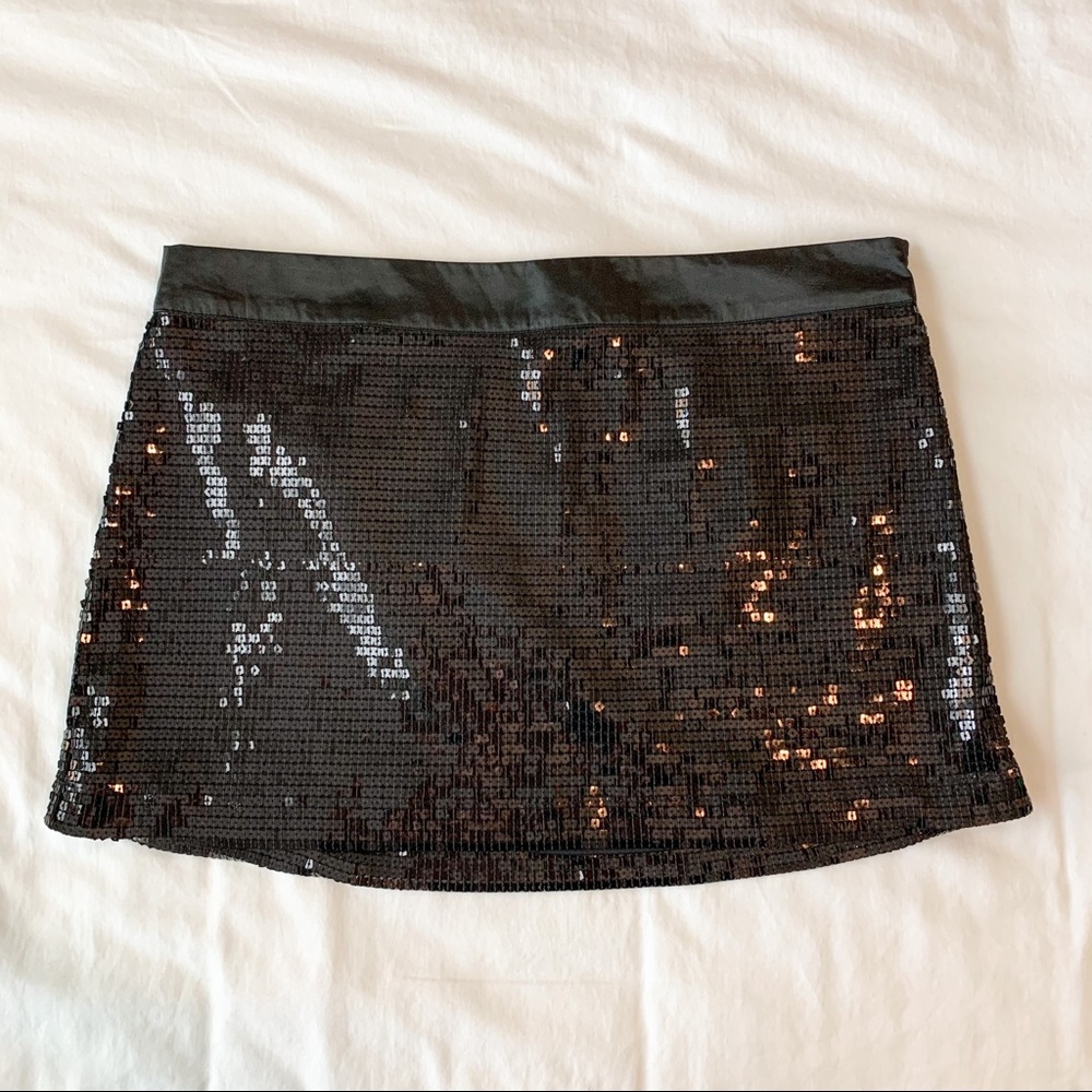 Black Sequins Mini Skirt